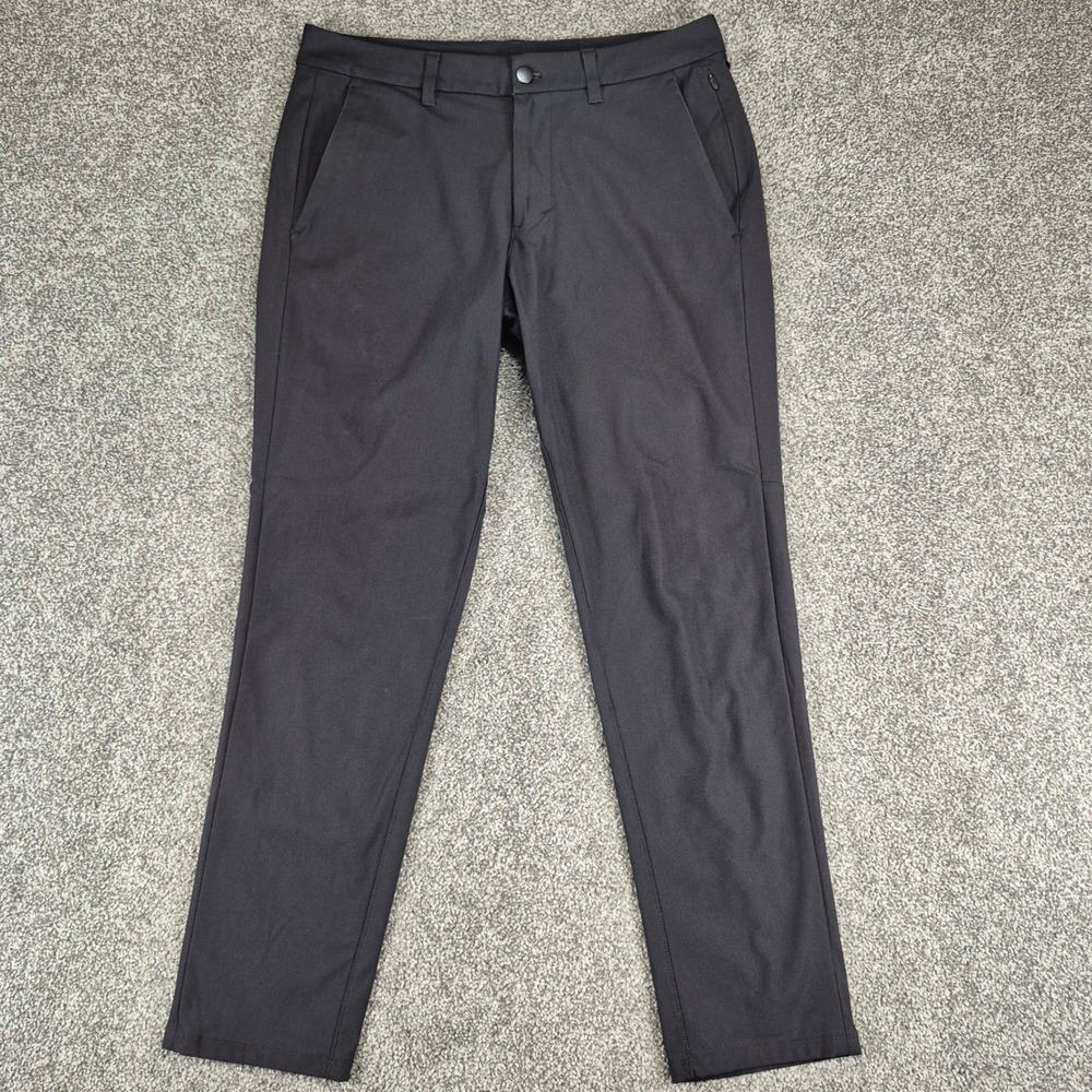 Lululemon Commission Slim Fit Pant Mens 32x28 Black Warpstreme Trousers